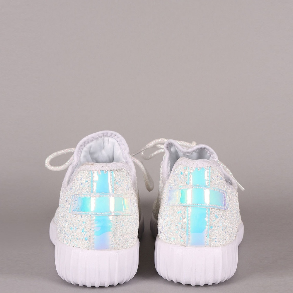 HP💃 Holographic Glitter Lace Up Fashion Sneakers - Picture 4 of 6